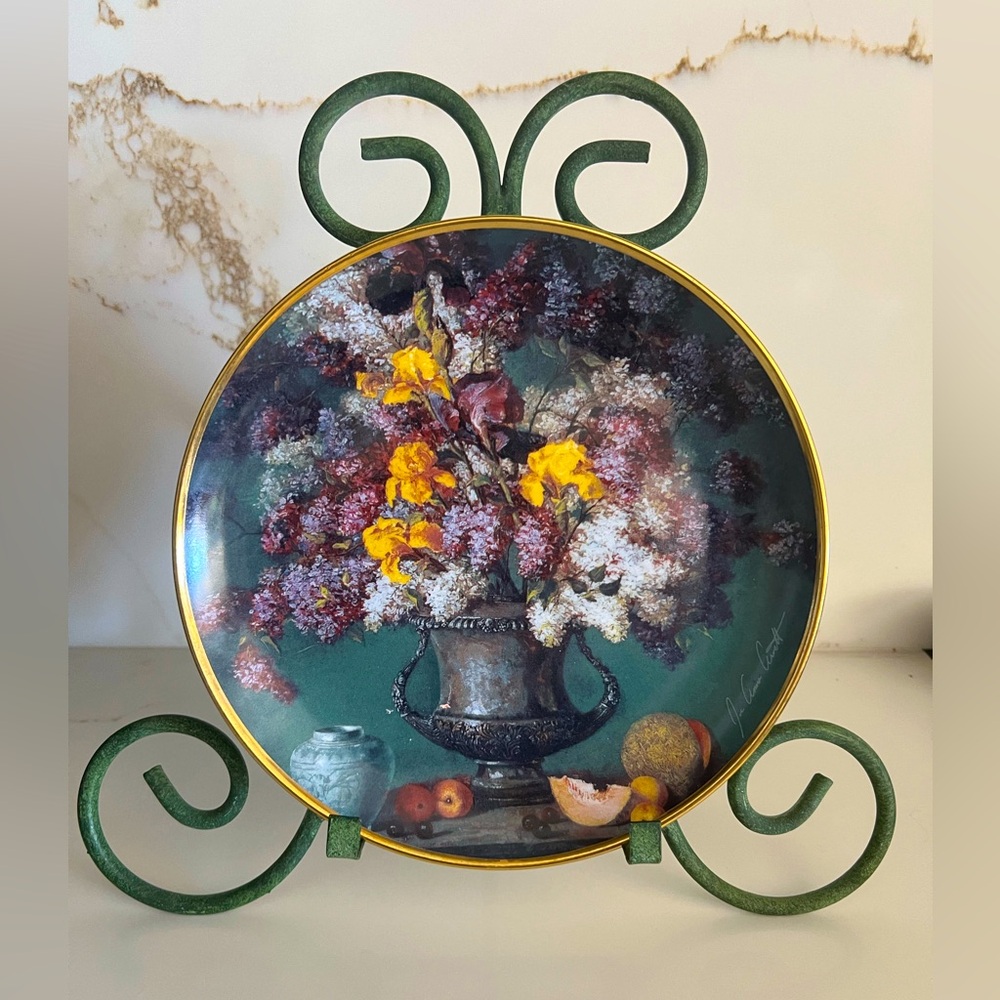 Franklin Mint Heirloom Irises and Silver Porcelain Collector Plate